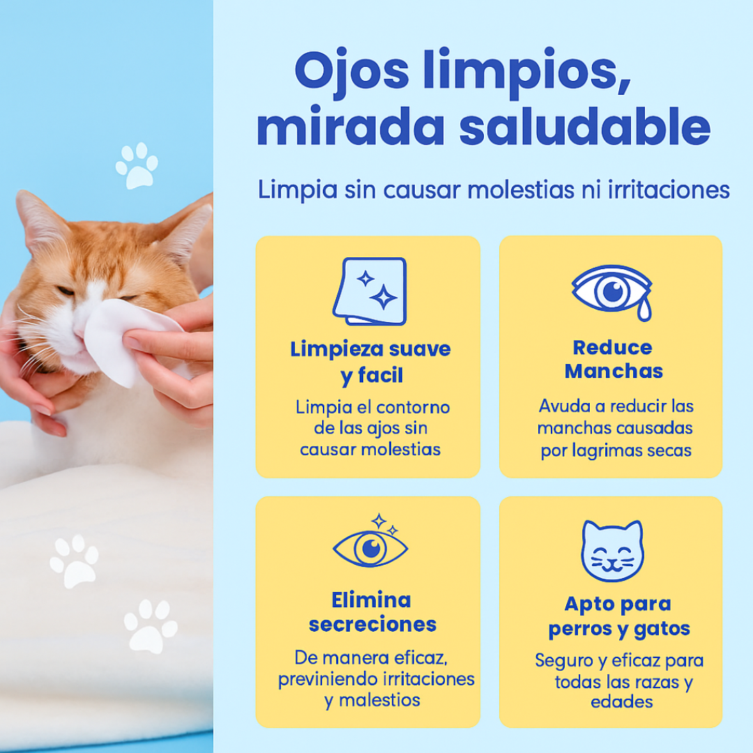 Toallitas de Ojos para Mascotas 2X1 – (200 Unidades)