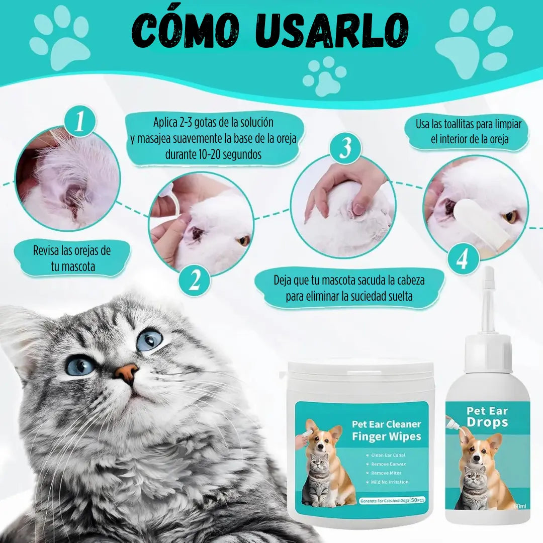 Toallitas de Oidos para Mascotas – 1+1 Gratis (100 Pcs)