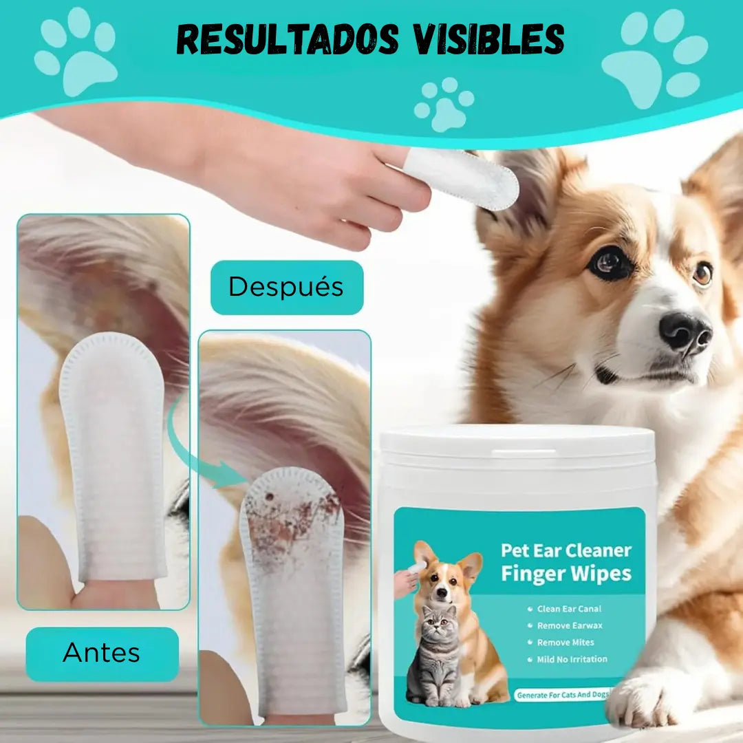 Toallitas de Oidos para Mascotas – 1+1 Gratis (100 Pcs)