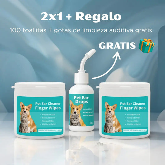 Toallitas de Oidos para Mascotas – 1+1 Gratis (100 Pcs)