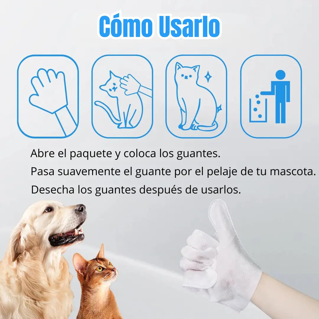 Guantes de Limpieza y Desodorización para Mascotas – 1+1 Gratis (40 Guantes)
